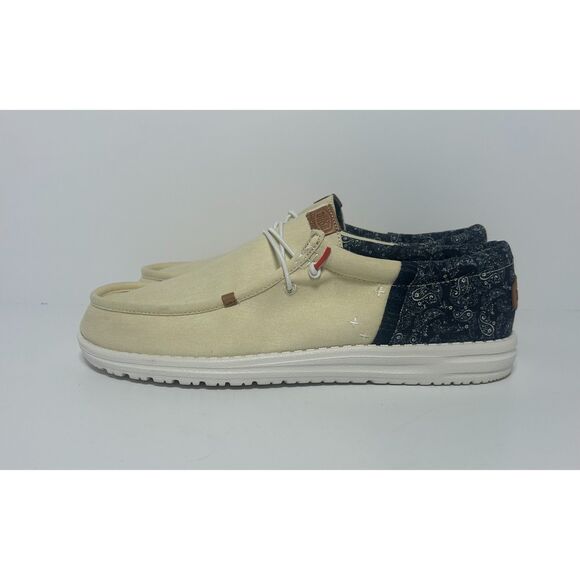 HEYDUDE Wally Funk Mono Shade Paisley Cream and Blue Sneakers Men\'s Size 14 US main image 2